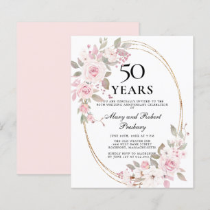 Budget 50th Anniversary Pink Floral Invitation