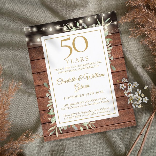 Budget 50th Anniversary Rustic Greenery Invitation (Creator Uploaded)