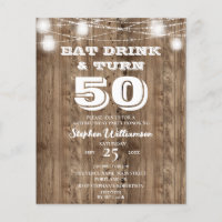 Budget 50th Birthday Barn Wood Eat Drink & Turn 50