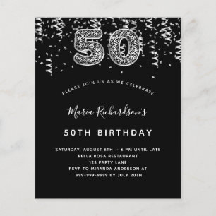 Budget 50th birthday black silver leopard party