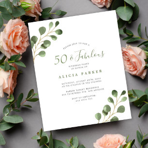 Budget 50th birthday elegant party invitation