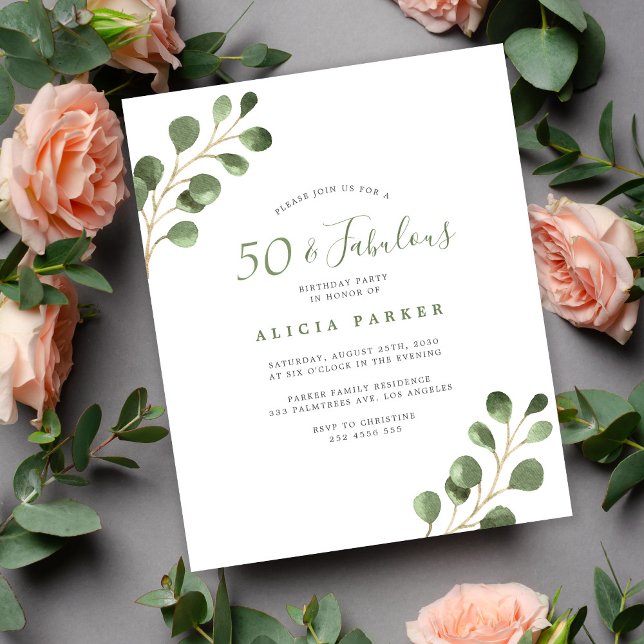 Budget 50th birthday elegant party invitation (Creator Uploaded)