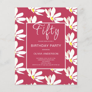 Budget 50th Birthday Floral Daisy Invitation Flyer