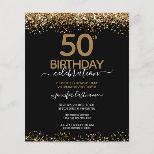 Budget 50th Birthday Glitter Invitation  Flyer