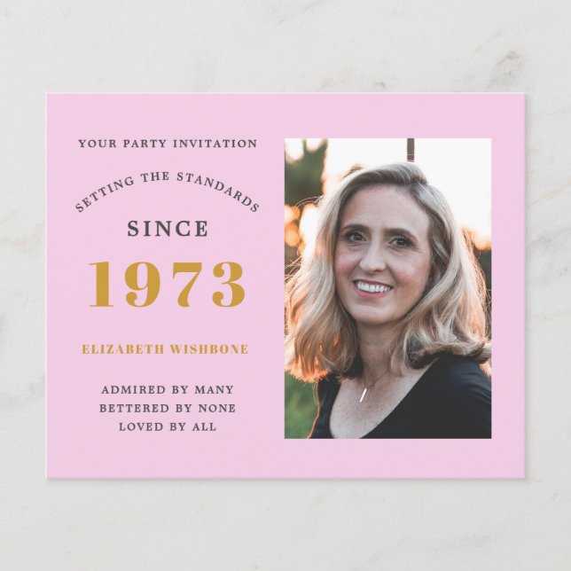 Budget 50th Birthday Invitation 1973 Name Photo Flyer (Front)