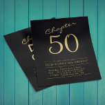 Budget 50th Birthday Invitation Black Gold Flyer<br><div class="desc">Sophisticated and elegant script birthday invitation. LOW BUDGET INVITATION FLYERS. *** PLEASE NOTE this budget option is a flyer (no envelopes included) hence the low price - The SATIN option is the thicker choice. The design has an additional text template on the rear (yes, added value!) for extra details such...</div>