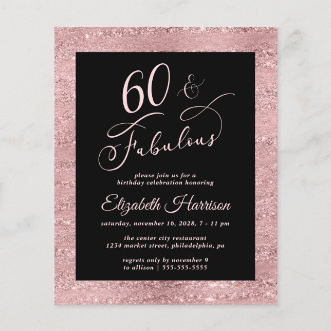 Budget 50th Birthday Party Elegant Rose Gold Flyer (Front)