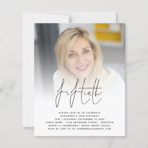 Budget 50th Birthday Photo Script Party Invitation