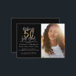 budget 50th look good photo birthday invitation<br><div class="desc">budget Making 50 look good photo birthday invitation. Modern script text monochrome and gold effect design. Part of a collection.</div>