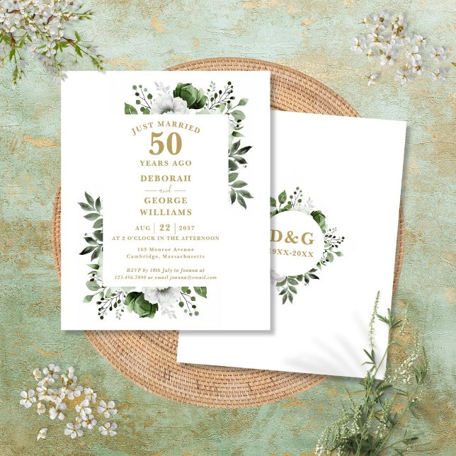 Budget 50th Wedding Anniversary Floral Invitation (Budget 50th Wedding Anniversary Floral Invitation)