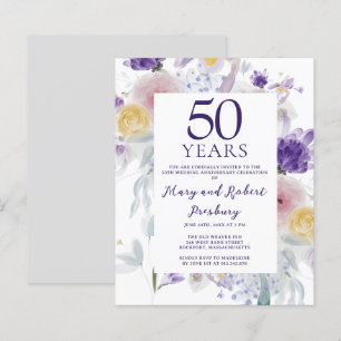 Budget 50th Wedding Anniversary Floral Invitation