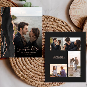 Budget 5-Photo Black Rose Gold Agate Save the Date