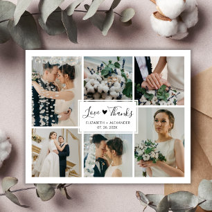 Budget 5 Photo Collage Wedding Thank You Postcard