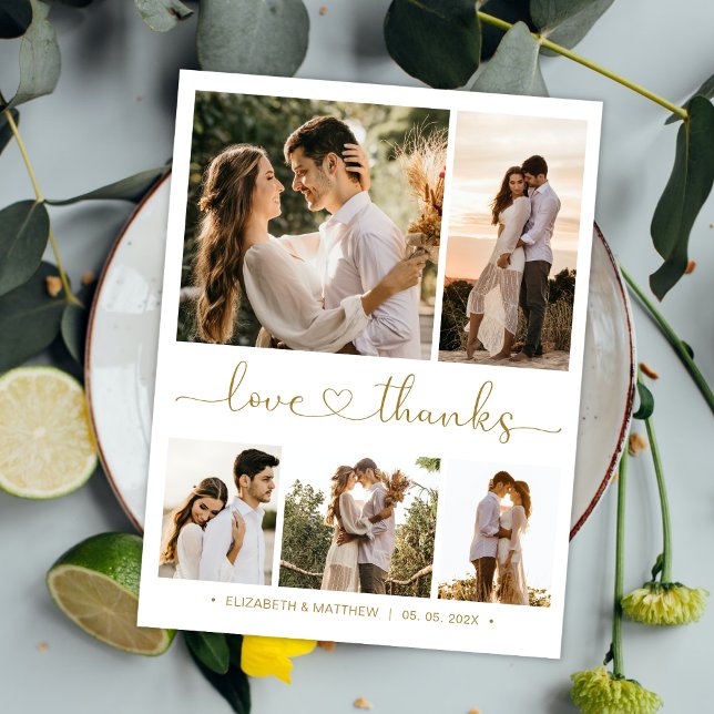 Budget 5 Photo Collage Wedding Thank You Postcard (Creator Uploaded)