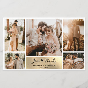 Budget 5 Photos Gold Foil Wedding Thank You Card