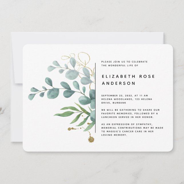 BUDGET 5x7 Celebration of Life Invitation (Front)