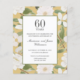 Budget 60th Anniversary White Flowers  yellow 