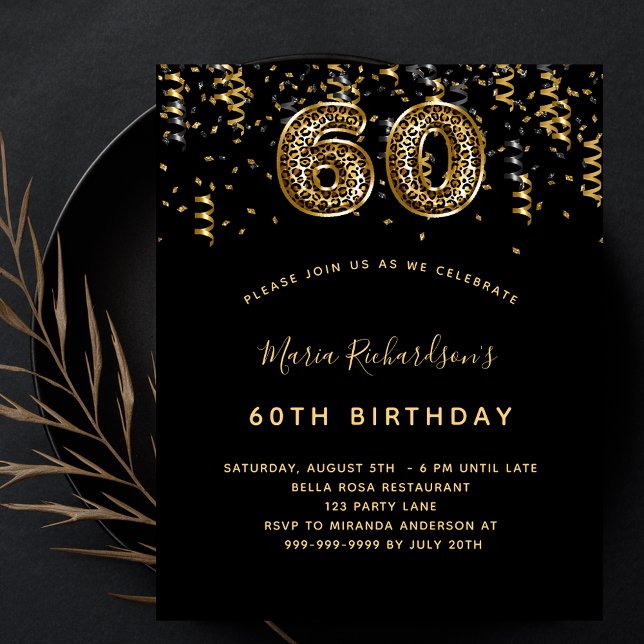 Budget 60th birthday black gold leopard party (Creator Uploaded)