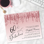 Budget 60th Birthday Glitter Rose Gold Pink Invite<br><div class="desc">Elegant,  chic and budget-friendly 60th birthday party invitation featuring "60 & Fabulous" written in stylish script against an ombre pink background,  with pink and rose gold faux glitter dripping down. Personalise with her name and the party details.</div>