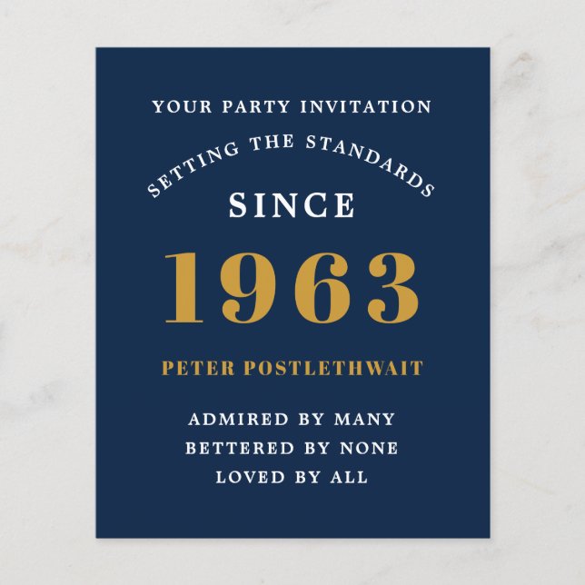 Budget 60th Birthday Invitation Black Gold 1963 Flyer (Front)