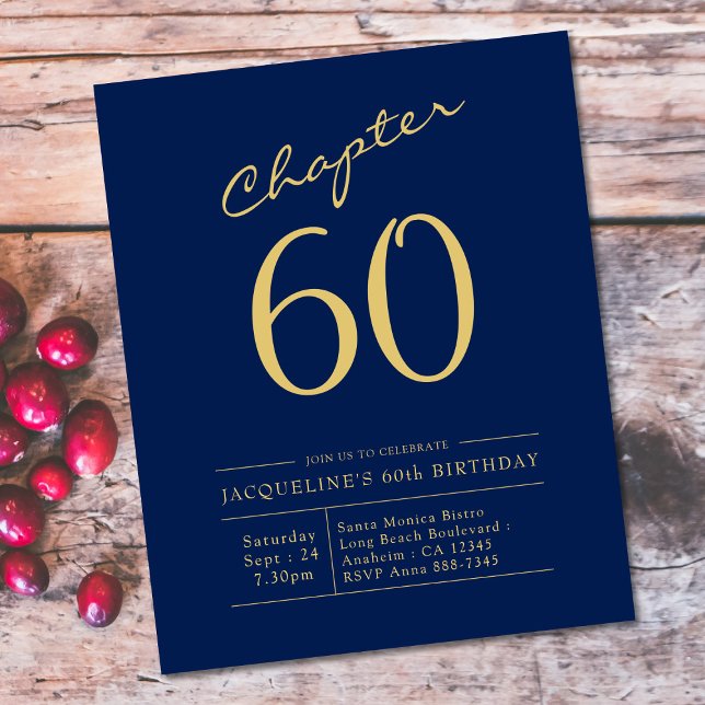 Budget 60th Birthday Invitation Navy Blue Flyer (Creator Uploaded)