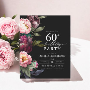 Budget 60th Birthday Moody Floral Invitation