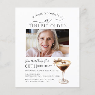 BUDGET 60th Birthday Photo Espresso Martini Invite