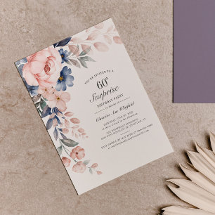 Budget 60th Birthday Pink Floral Script Invitation