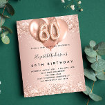 Budget 60th birthday rose gold balloons invitation<br><div class="desc">For an elegant 60th birthday.  A rose gold faux metallic looking background. Decorated with rose gold,  pink faux glitte,  sparkles and balloons.  Personalise and add a name,  and party details. The name is written with a hand lettered style script,  number 60 with balloon style fonts.</div>