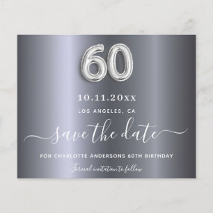 Budget 60th birthday silver metal save the date