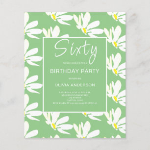 Budget 60th Birthday White Floral Invitation Flyer