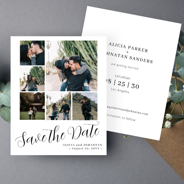 Budget 6 multi photo collage wedding save the date (Creator Uploaded)