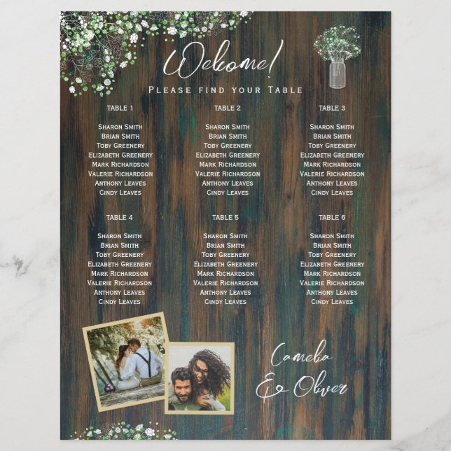 BUDGET 6 Table Rustic Gypsophila PHOTO Seating     (Front)