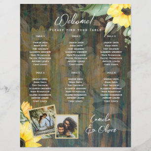 BUDGET 6 Table Rustic Wood SUNFLOWERS PHOTO SEATIN