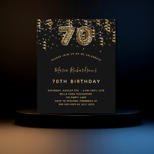 Budget 70th birthday black gold leopard party