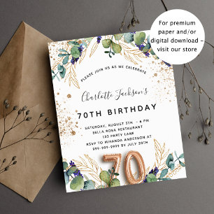 Budget 70th birthday eucalyptus greenery glitter