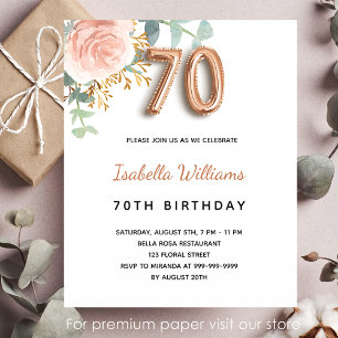 Budget 70th birthday floral rose gold eucalyptus