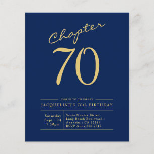 Budget 70th Birthday Invitation Navy Blue Flyer