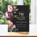 Budget 70th Birthday Moody Floral Invitation Flyer<br><div class="desc">Celebrate your milestone with a modern moody 70th birthday invitation featuring rich burgundy and blush florals. This elegant design blends deep, dramatic tones with soft, romantic accents, perfect for setting a sophisticated yet inviting atmosphere. The striking floral arrangement adds a touch of luxury, while the contemporary layout keeps it stylish...</div>