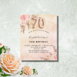 Budget 70th birthday pampas grass rose invitation<br><div class="desc">A rose gold,  blush pink rustic faux metallic looking background. Decorated with rose gold and pink florals,  roses,  pampas grass.  Personalise and add a name and party details. Number 70 is written with a balloon style font.</div>