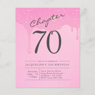 Budget 70th Birthday Pink Grey Invitation Flyer