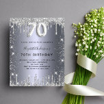 Budget 70th birthday silver glitter invitation<br><div class="desc">A modern,  stylish and glamourous invitation for a 70th birthday party.  A faux silver looking background,  decorated with glitter dust.    Personalise and add your name and party details.  Number 70 is written with a balloon style font,  script.</div>
