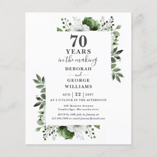 Budget 70th Wedding Anniversary Floral Invite