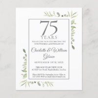 Budget 75th Anniversary Greenery Invitation
