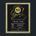 Budget 80th Birthday - Black Gold ANY AGE Invite Flyer<br><div class="desc">80th Birthday Party Invitation in faux glitter gold and black. Cheers to 80 years! Please message us if you need further customisation. *** Please note that this design will be printed on a very thin flyer paper and it doesn't come with envelopes. Perfect for a budget invitations. If you are...</div>