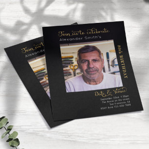 Budget 80th Birthday Black Invitation Flyer