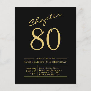 Budget 80th Birthday Invitation Black Gold Flyer