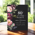 Budget 80th Birthday Moody Floral Invitation Flyer<br><div class="desc">Celebrate your milestone with a modern moody 80th birthday invitation featuring rich burgundy and blush florals. This elegant design blends deep, dramatic tones with soft, romantic accents, perfect for setting a sophisticated yet inviting atmosphere. The striking floral arrangement adds a touch of luxury, while the contemporary layout keeps it stylish...</div>