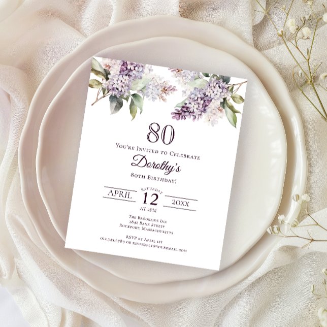 BUDGET 80th Birthday Party Purple Lilac Floral (Creator Uploaded)