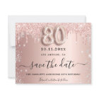 Budget 80th birthday rose glitter save the date